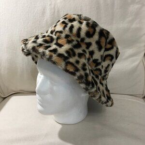 Sprigs Reversible Plush Leopard Faux Fur Bucket Hat
